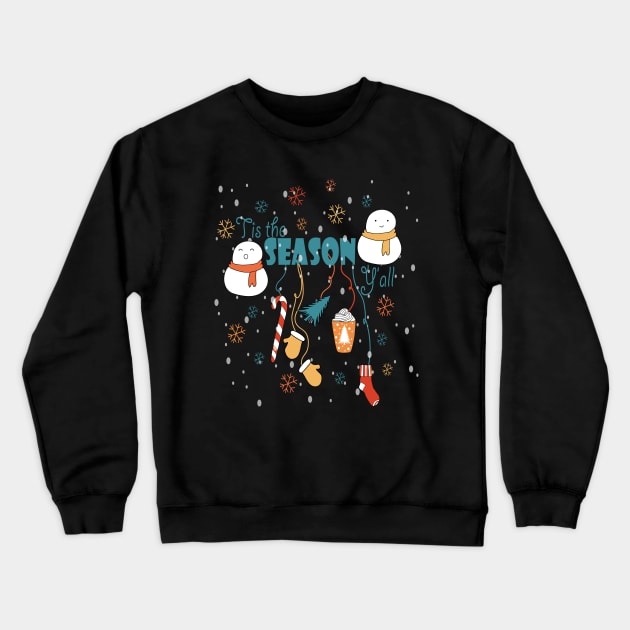 Tis the Season New Year Snowman tree Vibes coffee Love Cute Holiday Gift Crewneck Sweatshirt by Day81